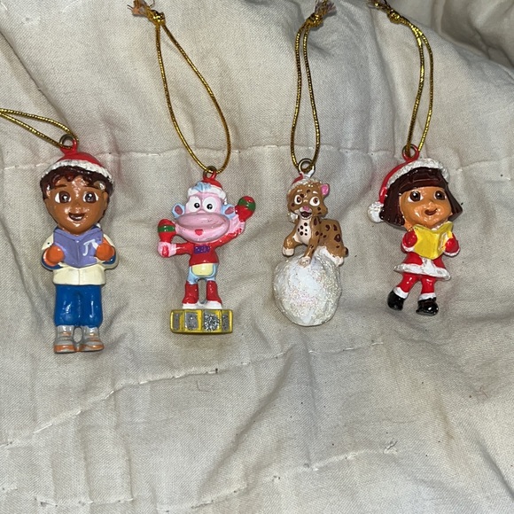 DORA Christmas & Diego ornaments dressed in Christmas 4 total - Picture 2 of 3